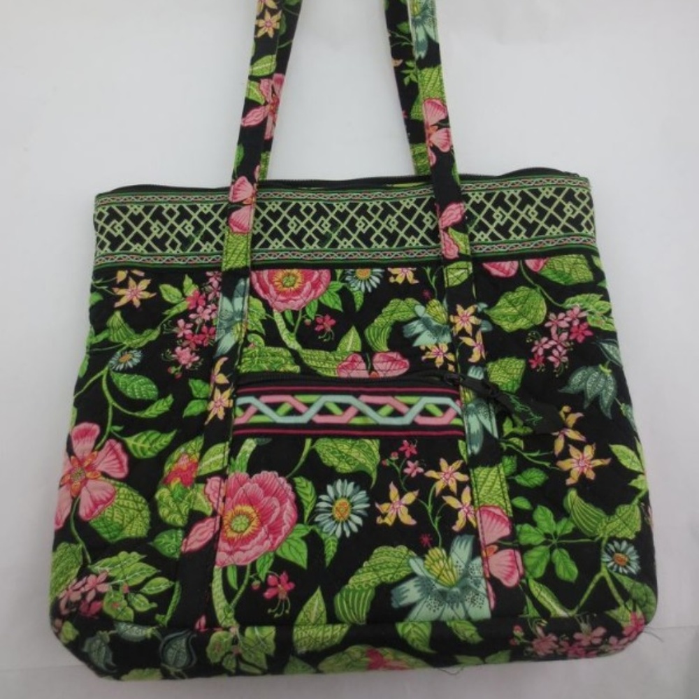 Vera Bradley 15" Black Floral Purse